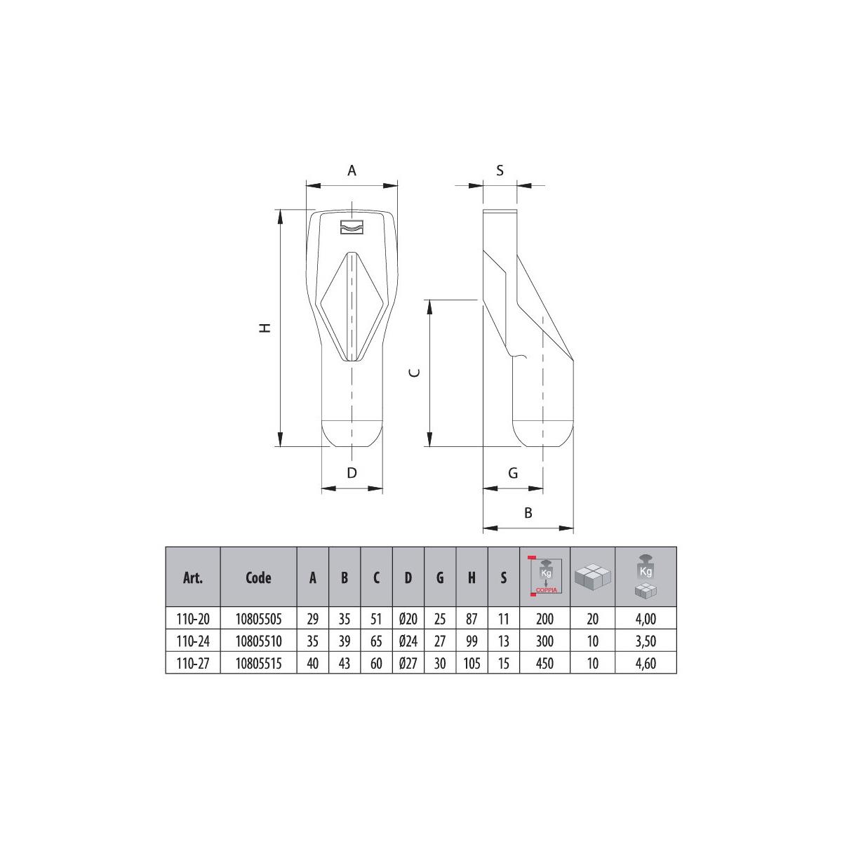 PIASTRA E PERNO INFERIORI PER CANCELLI A BATTENTE art. 115 + 110 ø 24mm