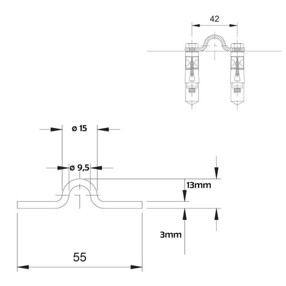 BINARIO RAPIDO m 3 sp. 3 mm ø 19 ZINCATO A STOPPARE