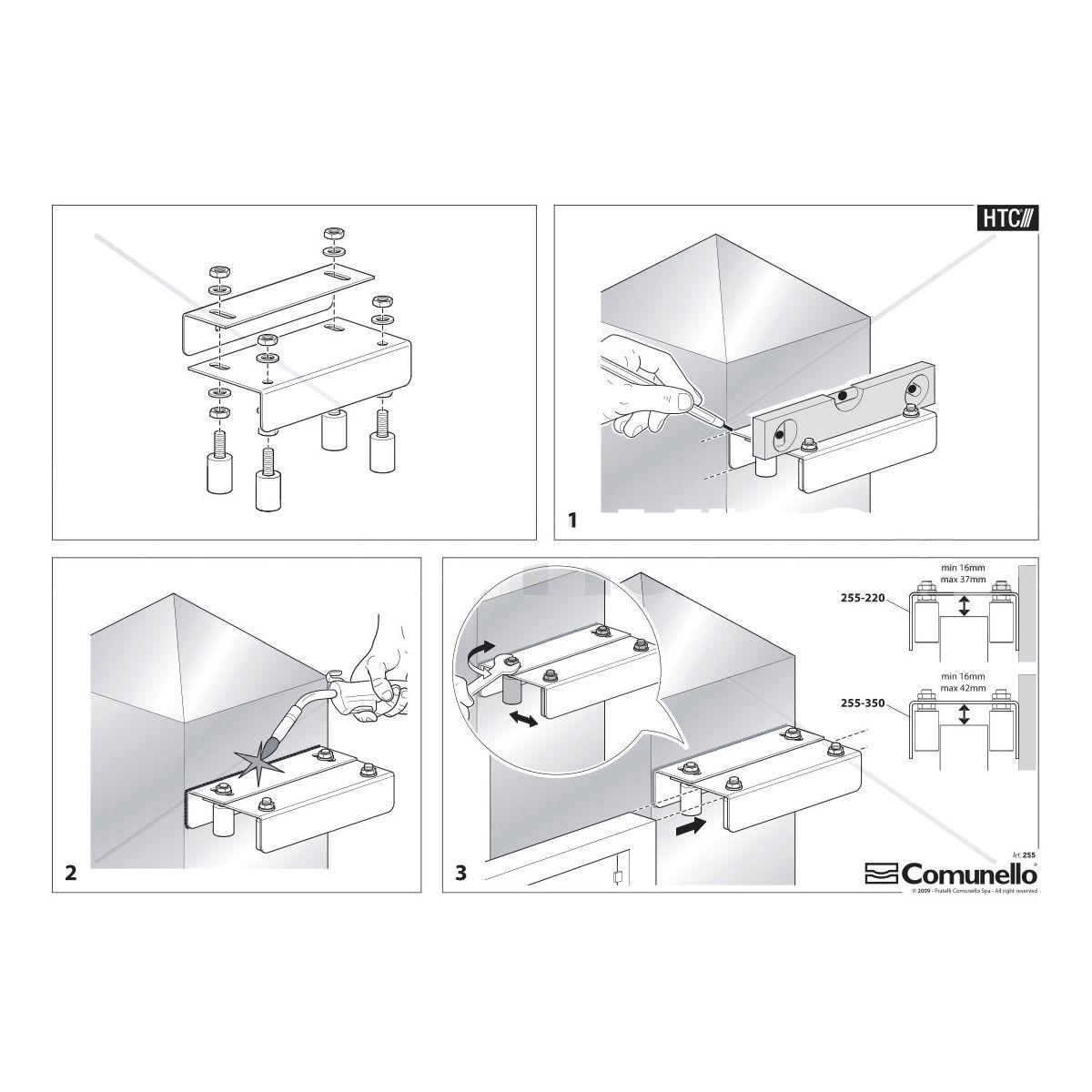 PIASTRA GUIDA PER CANCELLO SCORREVOLE REGOLABILE ART. 255-220 con OLIVE ø 30