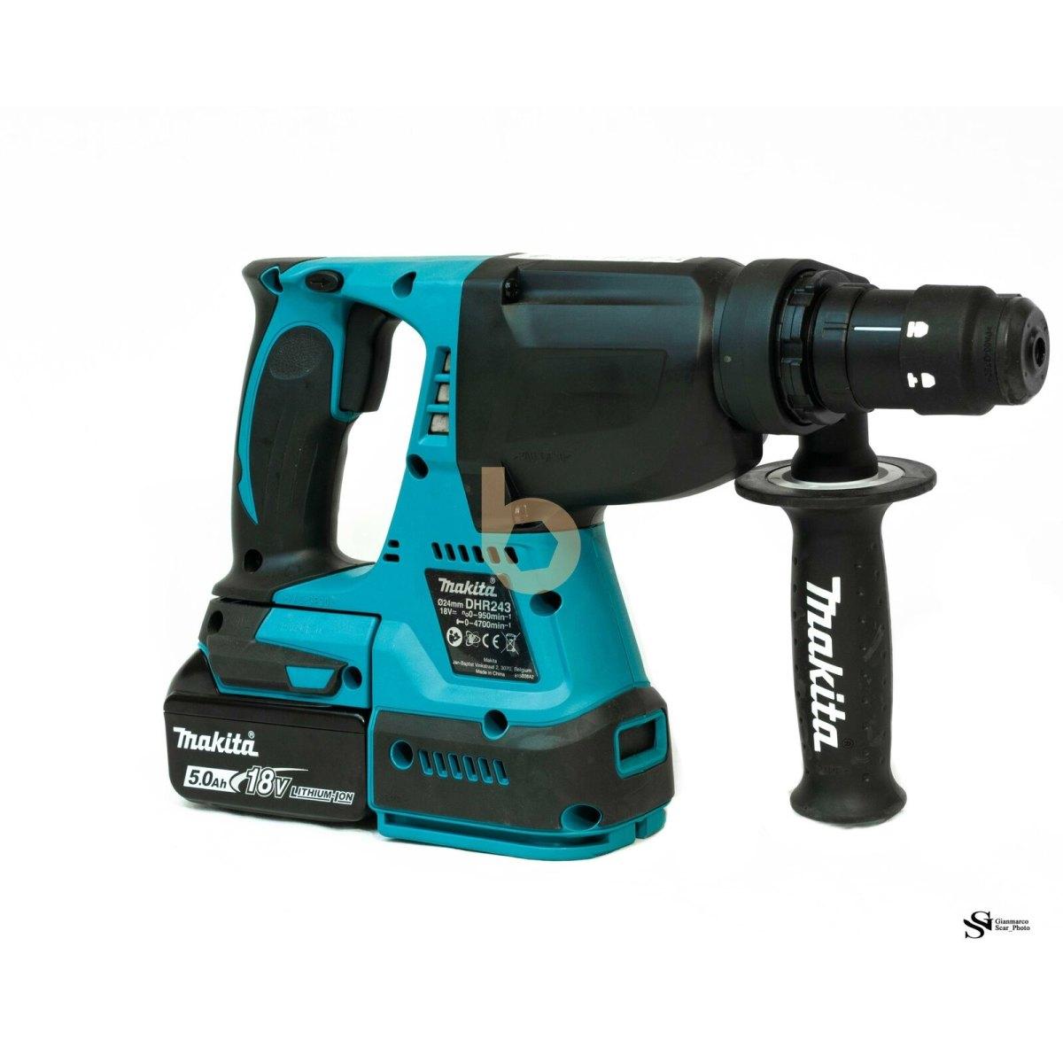 MAKITA TASSELLATORE A BATTERIA 18V BRUSHLESS 3 FUNZIONI DHR243RTJ CON 2 BATTERIE BL1850B 5Ah E CARICATORE DC18RC IN VALIGIA MAKPAC
