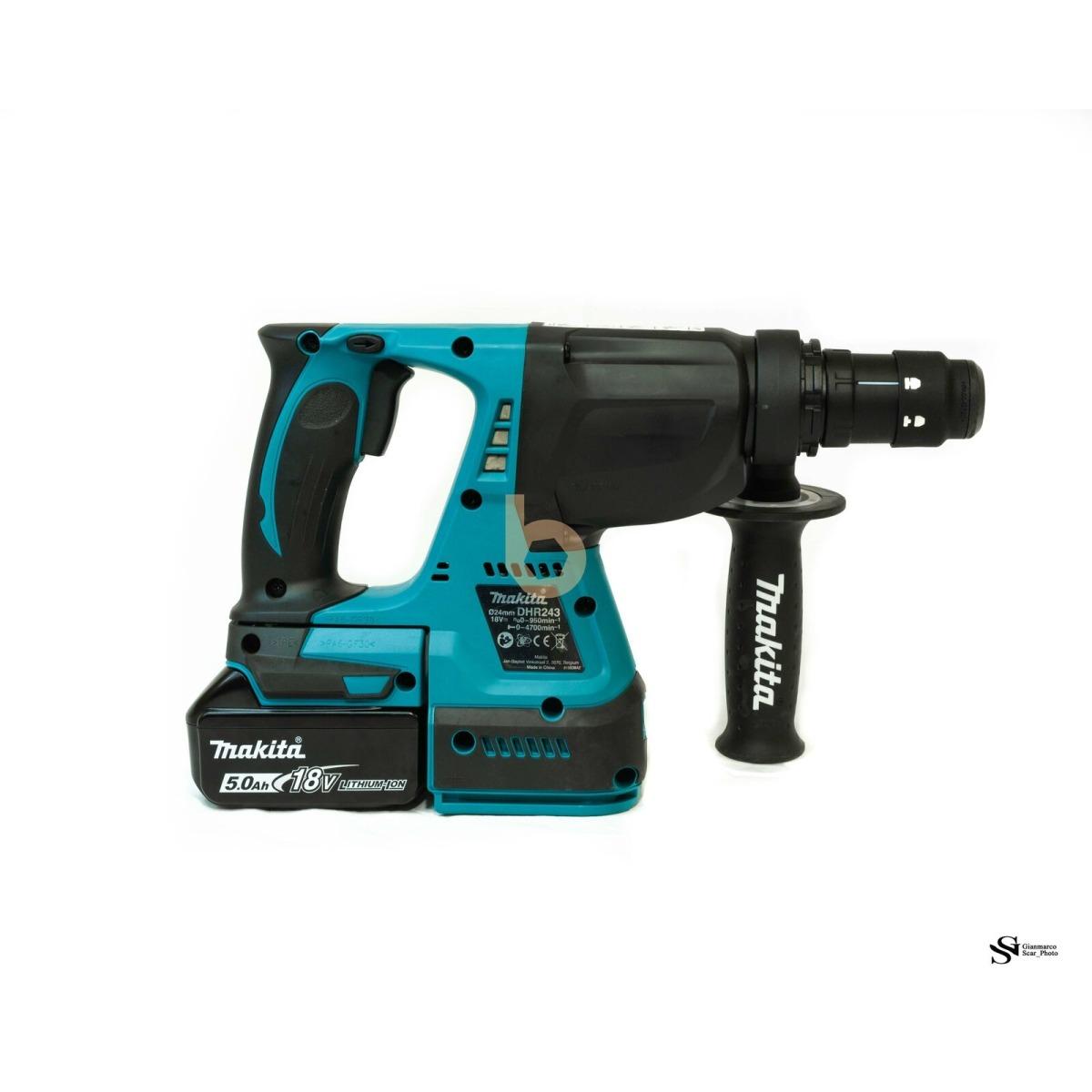MAKITA TASSELLATORE A BATTERIA 18V BRUSHLESS 3 FUNZIONI DHR243RTJ CON 2 BATTERIE BL1850B 5Ah E CARICATORE DC18RC IN VALIGIA MAKPAC