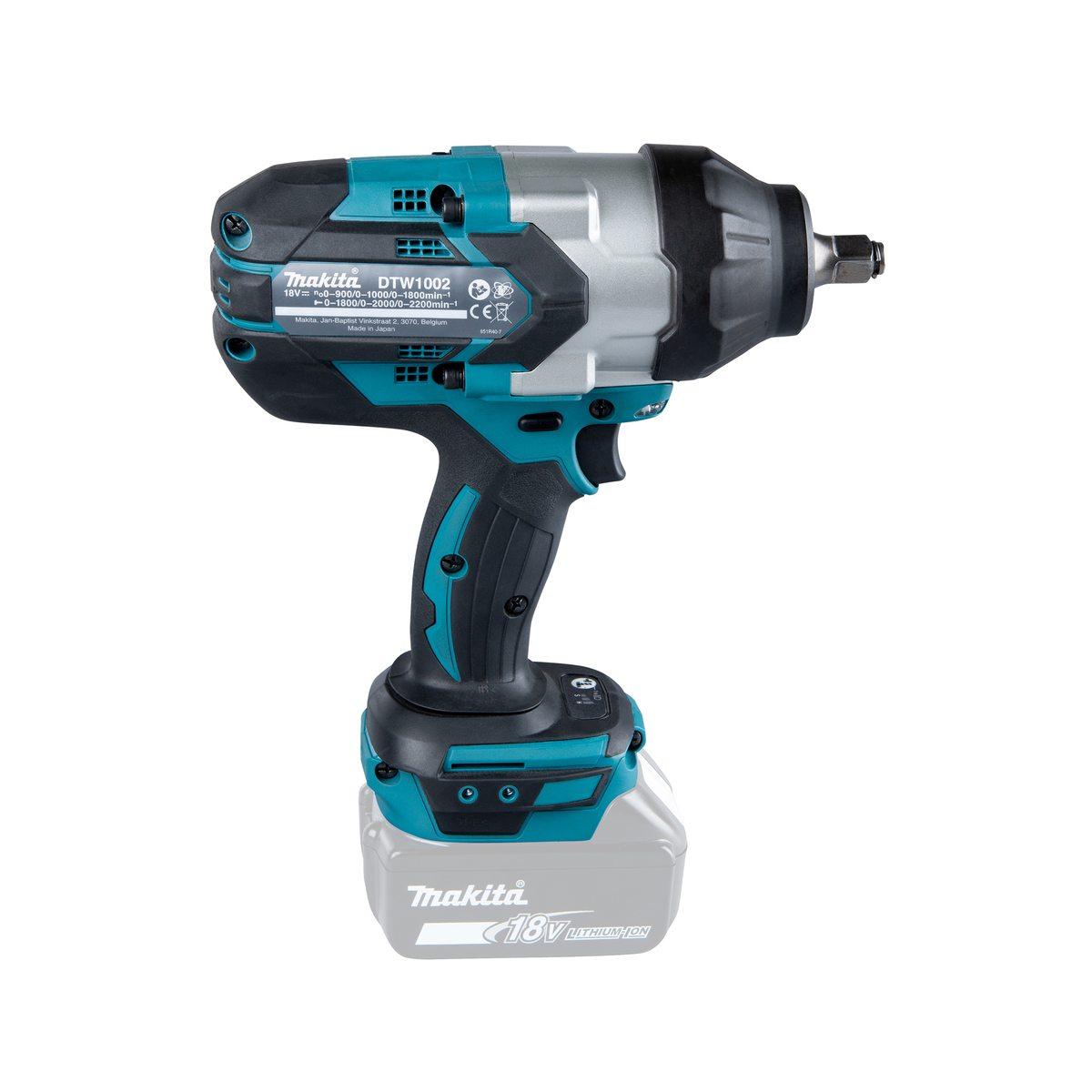 MAKITA AVVITATORE AD IMPULSI 1200Nm A BATTERIA 18V DTW1002ZJ SOLO CORPO IN VALIGIA MAKPAC