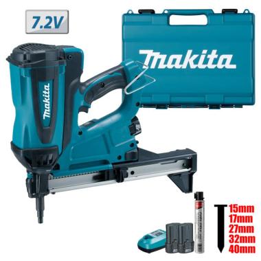 MAKITA CHIODATRICE A GAS PER CALCESTRUZZO GN420CLSE 15-40mm CON 2 BATTERIE 1Ah 7,2V