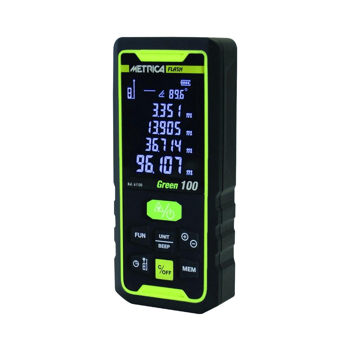Metrica misuratore laser luce verde distanziometro 4 funzioni 60 metri green