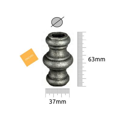 EUROFER ORNAMENTO DOPPIO Ø 12,5 H.63x L.37 ZINCATO A FREDDO 13.138.E.ZF