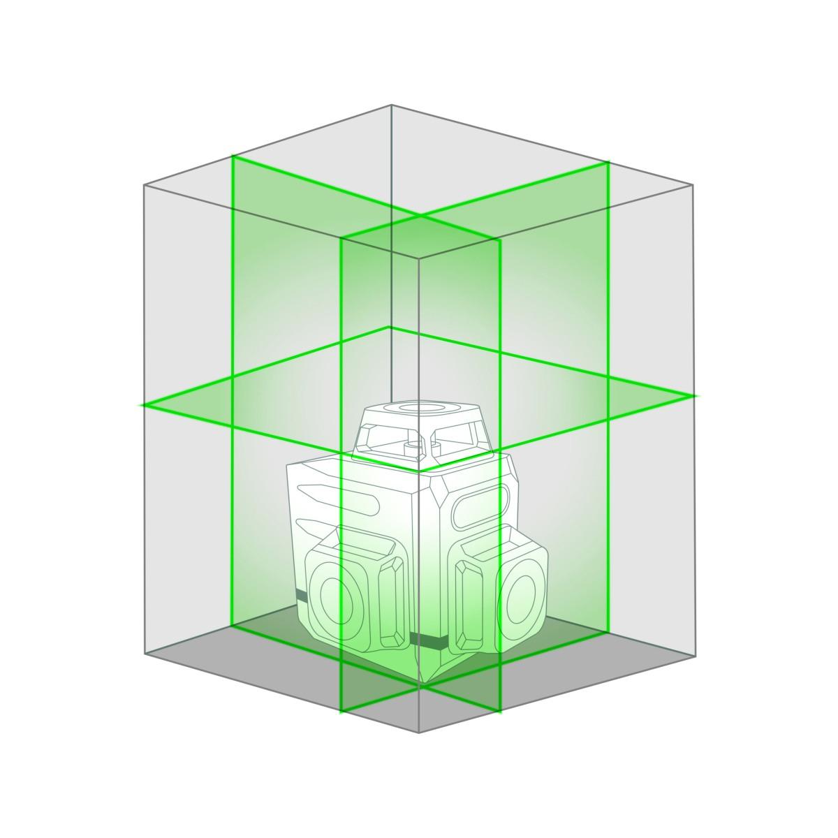 Metrica livella laser 3d green mini 360° orizzontale verticale 3 linee luce verde con batteria litio e cavo ricarica