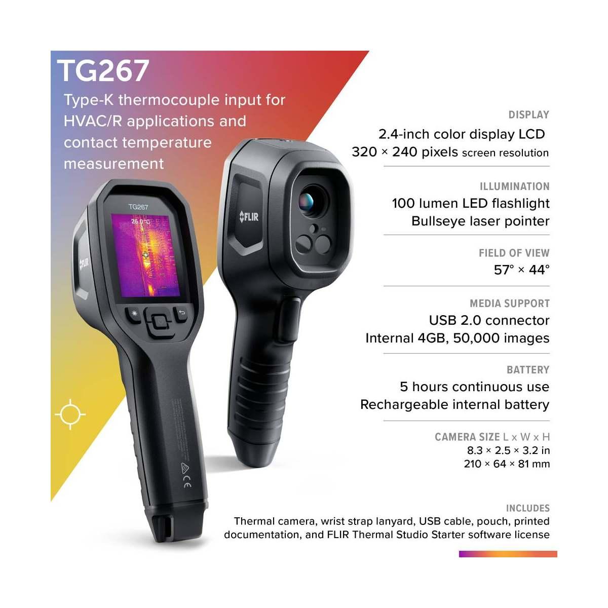 Flir termocamera infrarossi tg267 19.200 pixel  -25°c/+380°c bluetooth  e torcia led integrata