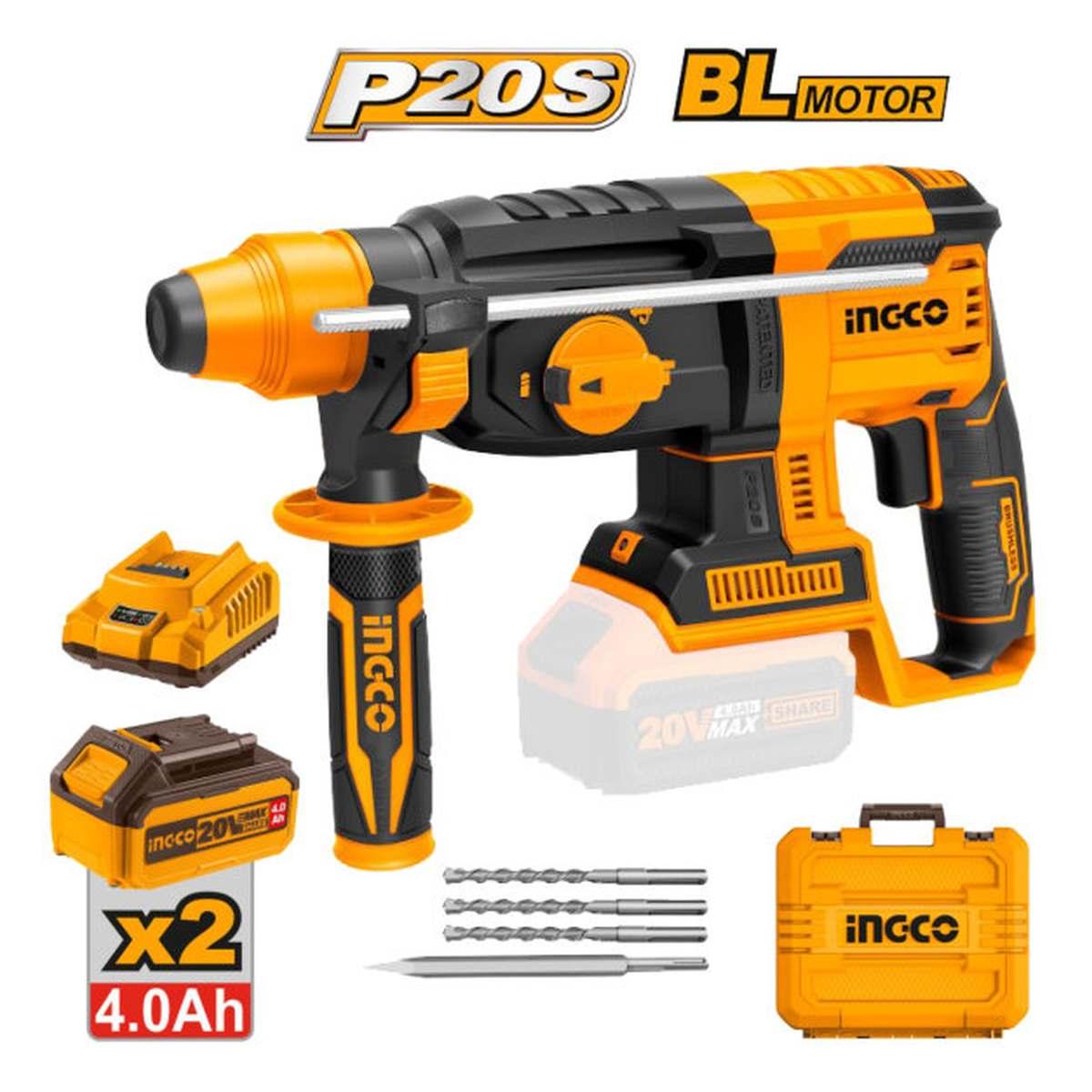 Ingco martello demolitore a batteria 20v crhli20228 brushless in valigia solo corpo