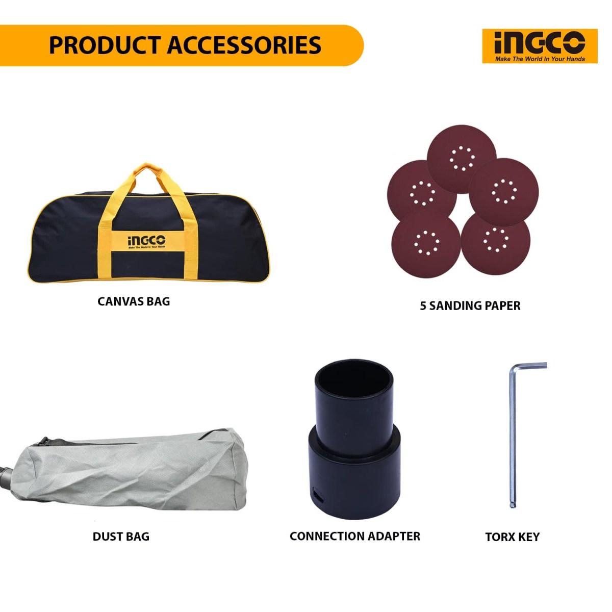 INGCO LEVIGATRICE DA MURO GIRAFFA DWS10501 1050W ø 225mm CON BORSA e SACCO ASPIRAZIONE