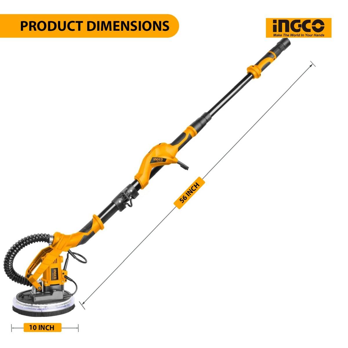 INGCO LEVIGATRICE DA MURO GIRAFFA DWS10501 1050W ø 225mm CON BORSA e SACCO ASPIRAZIONE