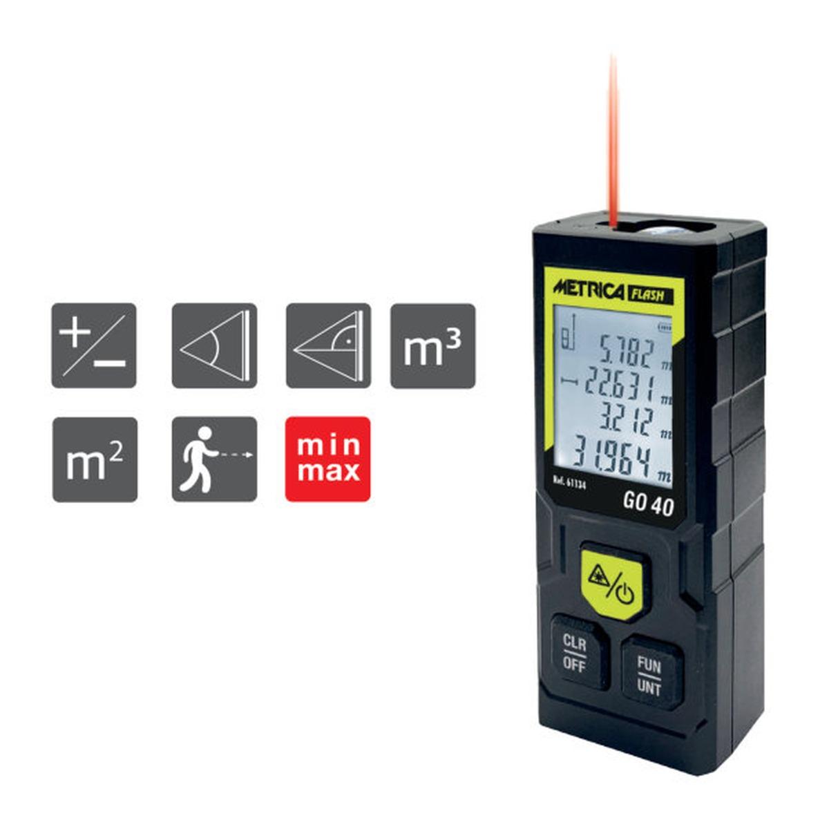 Metrica misuratore laser luce rossa 3 funzioni 40 metri go 40