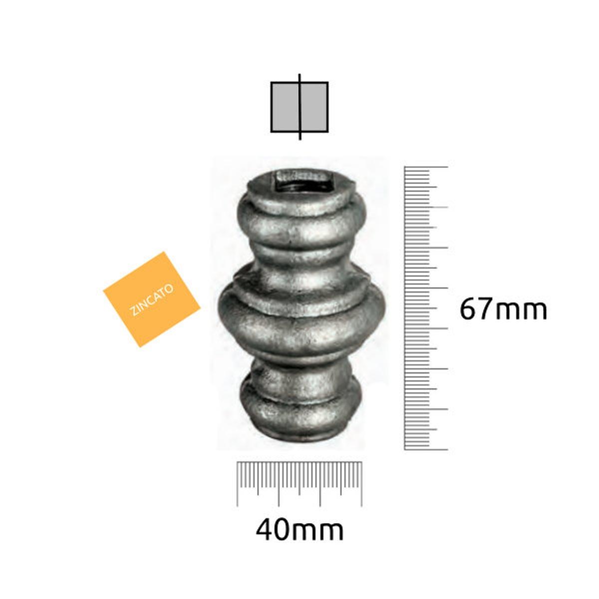 EUROFER ORNAMENTO DOPPIO FORO Q. 12,5 H.67x L.40 ZINCATO A FREDDO 13.142.ZF