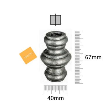 EUROFER ORNAMENTO DOPPIO FORO Q. 12,5 H.67x L.40 ZINCATO A FREDDO 13.142.ZF