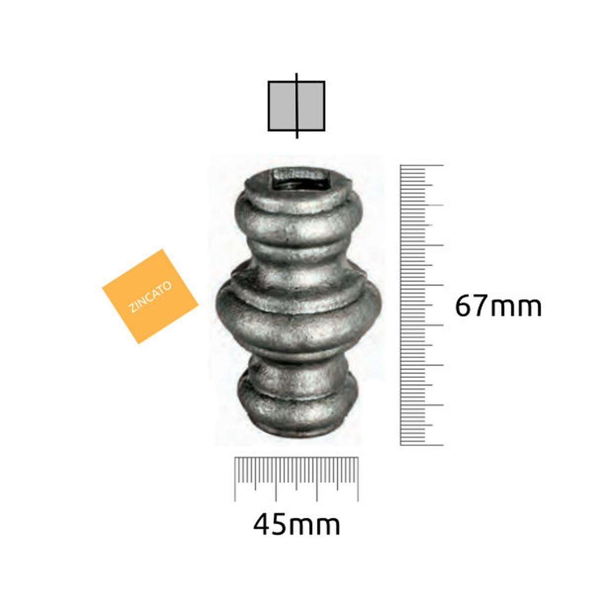 EUROFER ORNAMENTO DOPPIO FORO Q. 14,5 H.67x L.45 ZINCATO A FREDDO 13.152.ZF