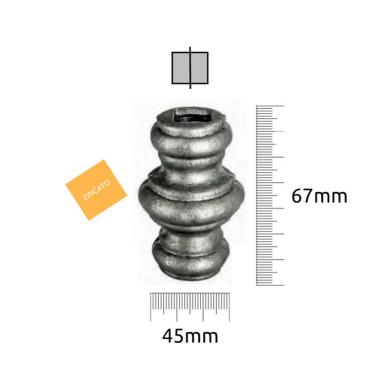 EUROFER ORNAMENTO DOPPIO FORO Q. 14,5 H.67x L.45 ZINCATO A FREDDO 13.152.ZF