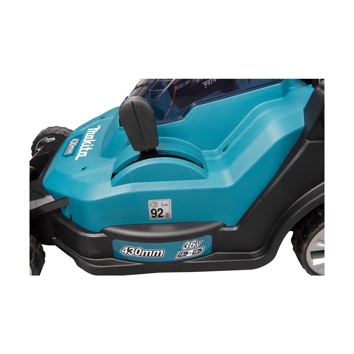 MAKITA RASAERBA BATTERIA 36V (18Vx2) 430mm 13 POSIZIONI DI TAGLIO 20-75mm SOLO CORPO MACCHINA DLM432Z
