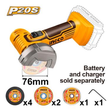 Ingco mini smerigliatrice a batteria 18v cagli76011 solo corpo