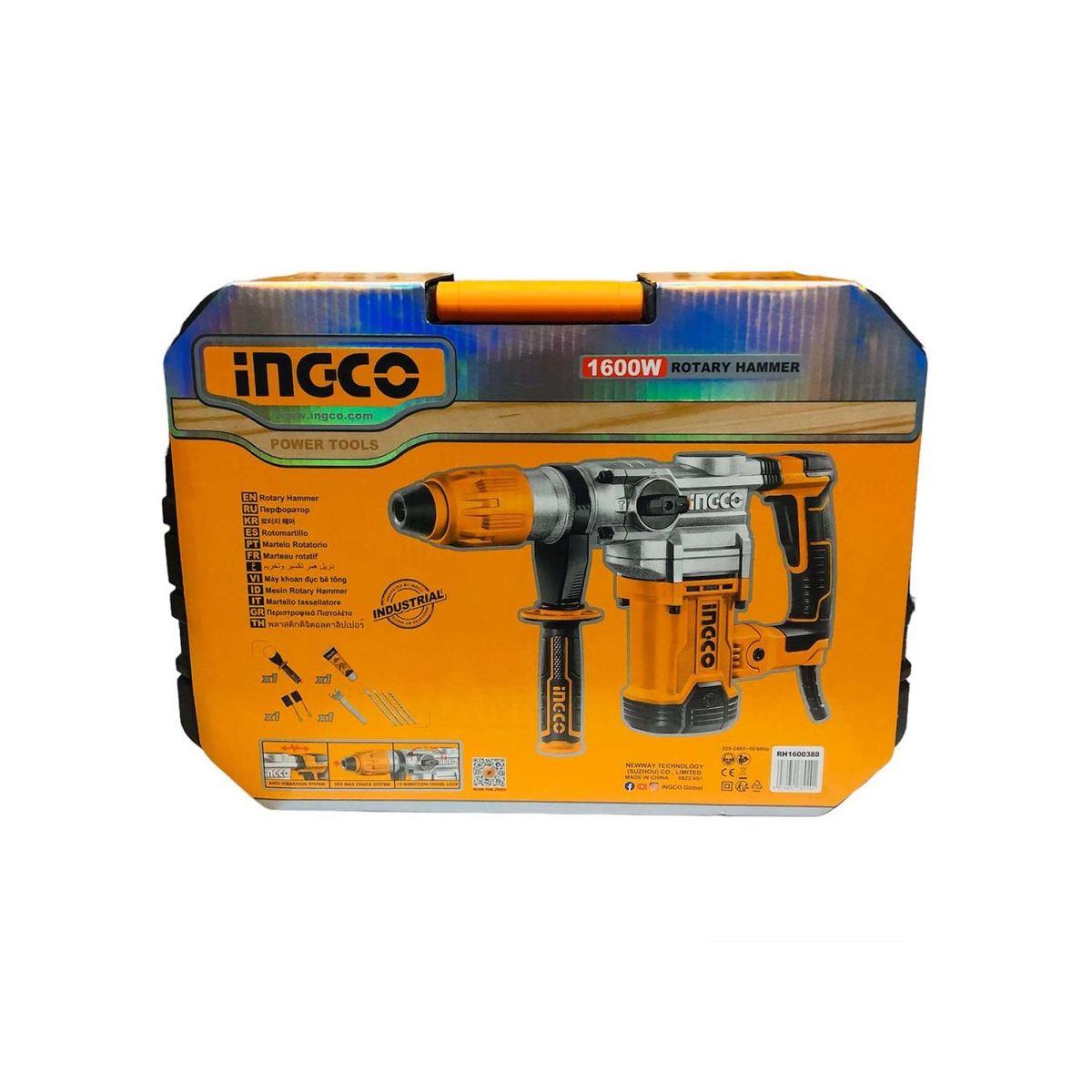 Ingco martello demolitore rotativo 1600w sds-max in valigia rh1600388