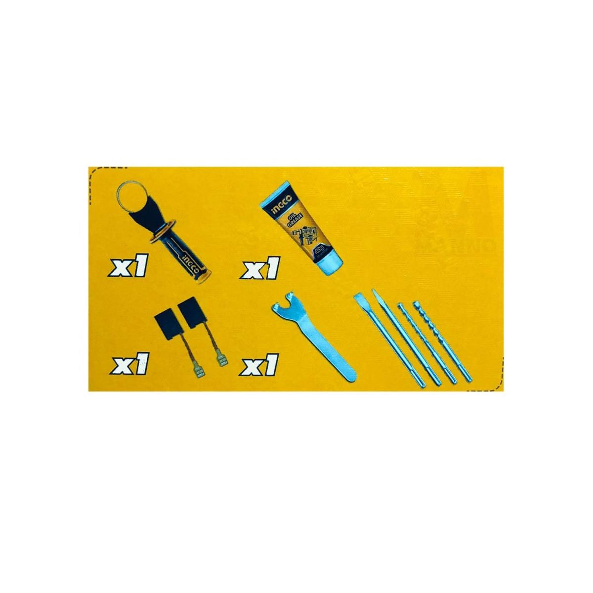 Ingco martello demolitore rotativo 1600w sds-max in valigia rh1600388