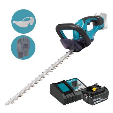 MAKITA KIT TAGLIASIEPI A BATTERIA 18V LAMA 500mm1 BATTERIA 5Amp. BL 1850B1 CARICABATTERIA DC18RC