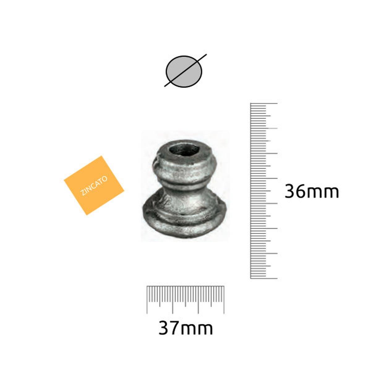 EUROFER MEZZO ORNAMENTO Ø 14,5 H.36 x L.37 ZINCATO A FREDDO 13.136.E.ZF
