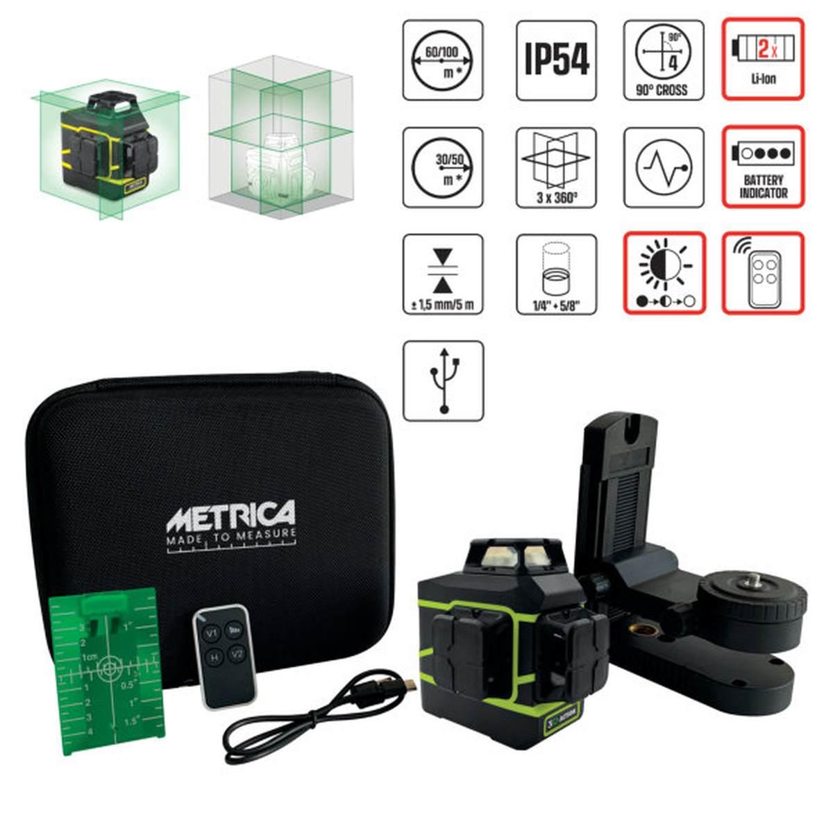 Metrica livella laser 3d green action linea verde