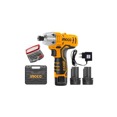 Ingco trapano avvitatore ad impulsi 12v con 2 batterie e caricatore in valigia cirli1201