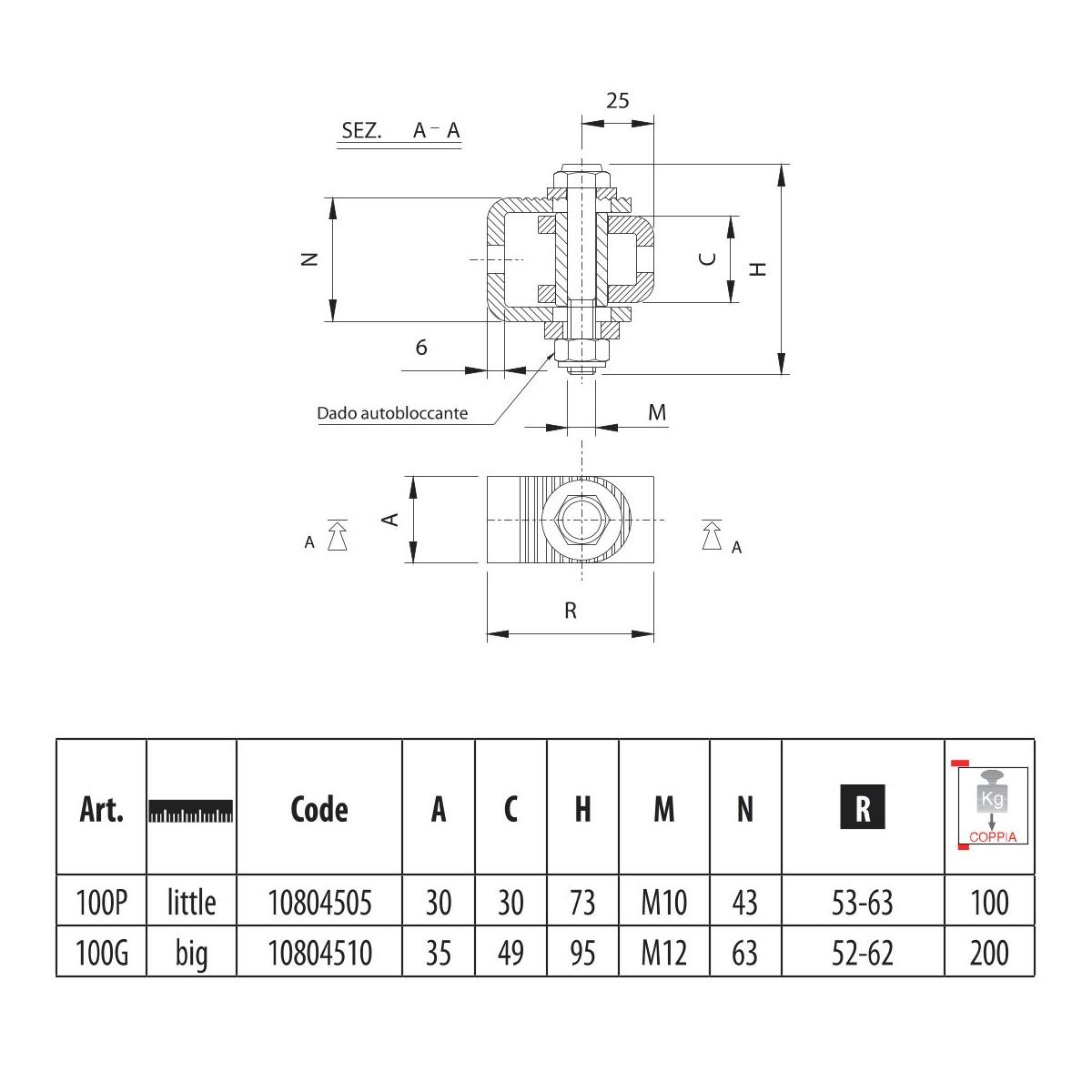 Cardine per cancelli battenti regolabile 100g 100p