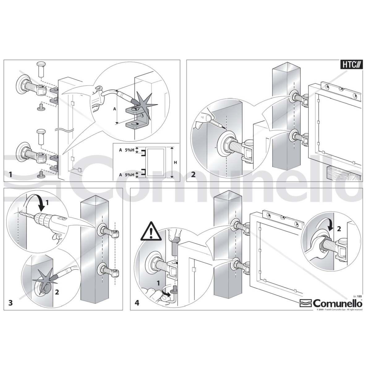 CARDINE REGOLABILE FILETTATO PER CANCELLI A BATTENTE art. 155