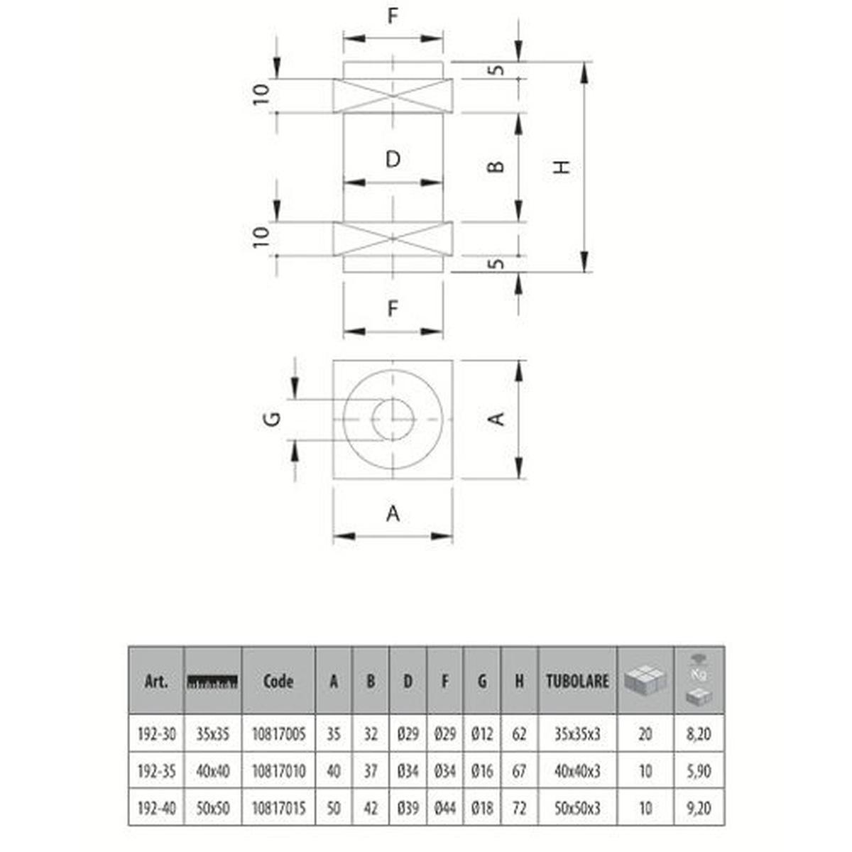 CARDINE A FASCETTA M22 CON BARILOTTO QUADRO 35mm - 40mm e PIASTRA