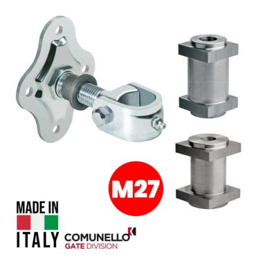 CARDINE A FASCETTA M27 CON BARILOTTO QUADRO 40mm - 50mm e PIASTRA
