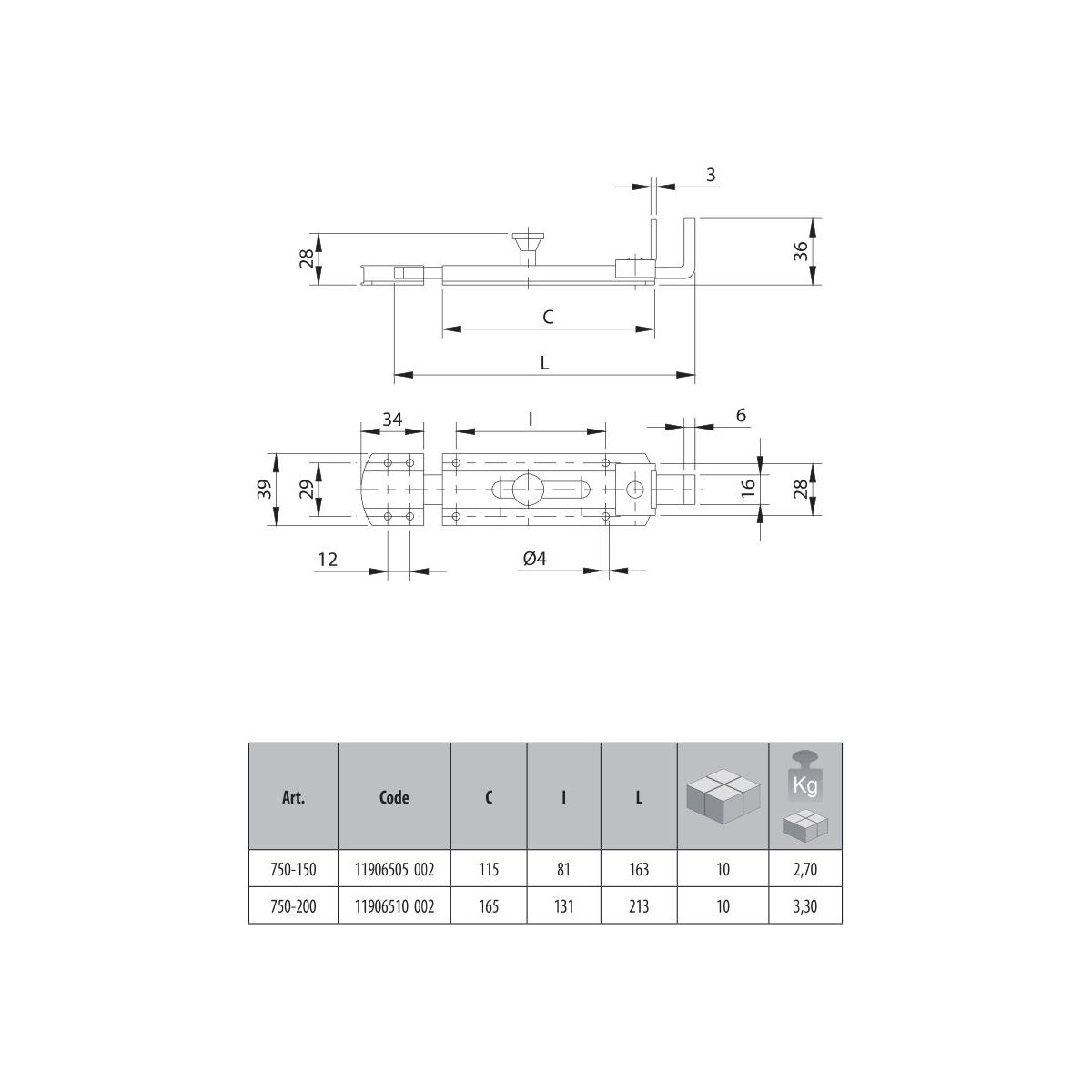CATENACCIO PORTALUCHETTO DI SICUREZZA ZINCATO PER ANTE art. 750