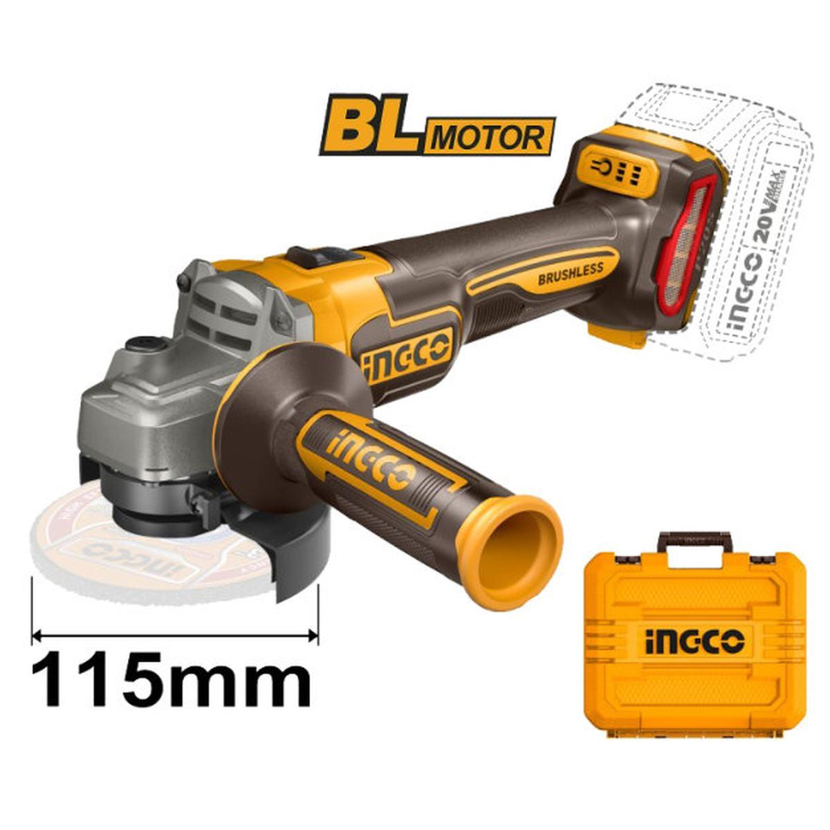 Ingco smerigliatrice a batteria 20v cagli21154 in valigia solo corpo