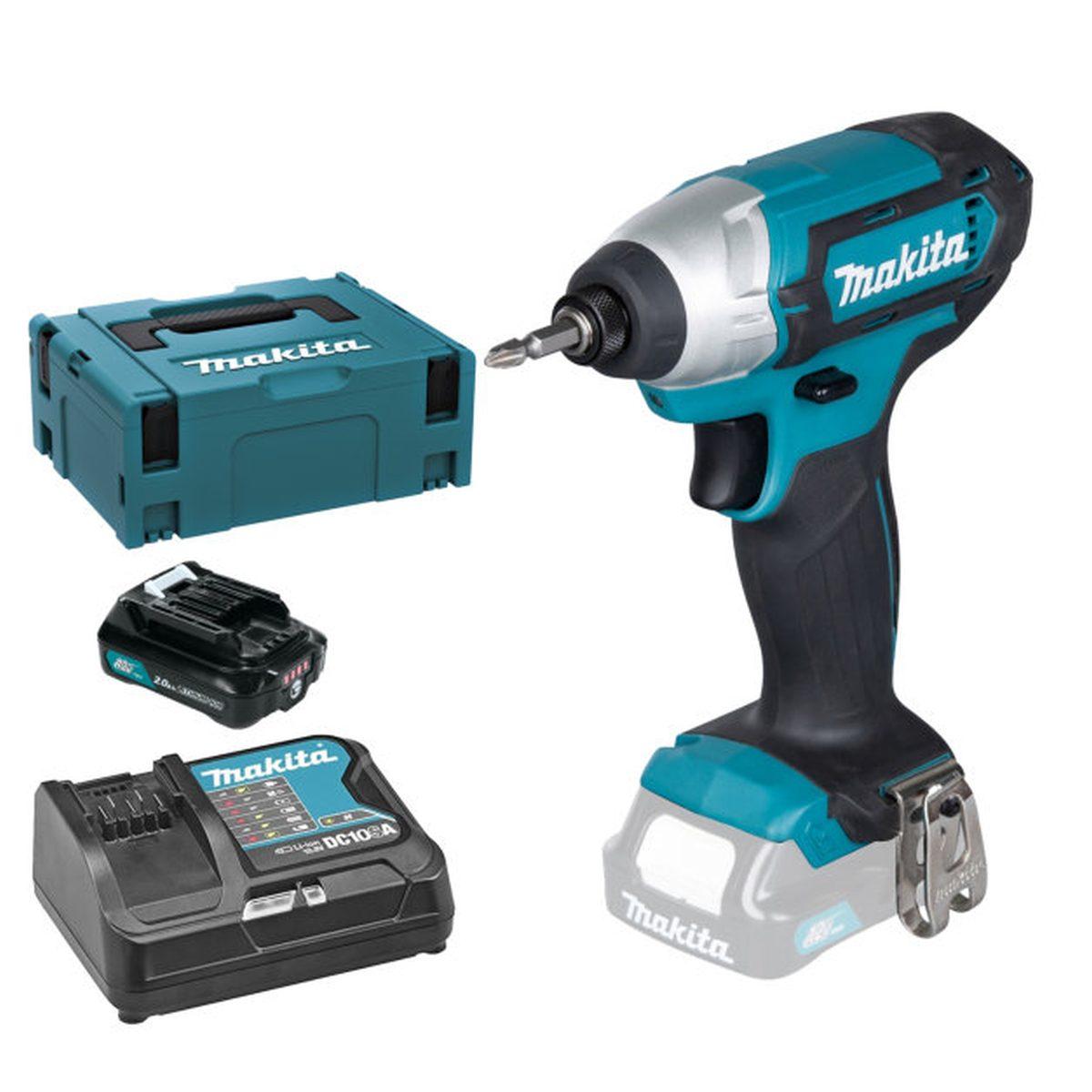 MAKITA AVVITATORE AD IMPULSI A BATTERIA 12V TD110 CON UNA BATTERIA 2Ah E CARICATORE IN VALIGIA MAKPAC
