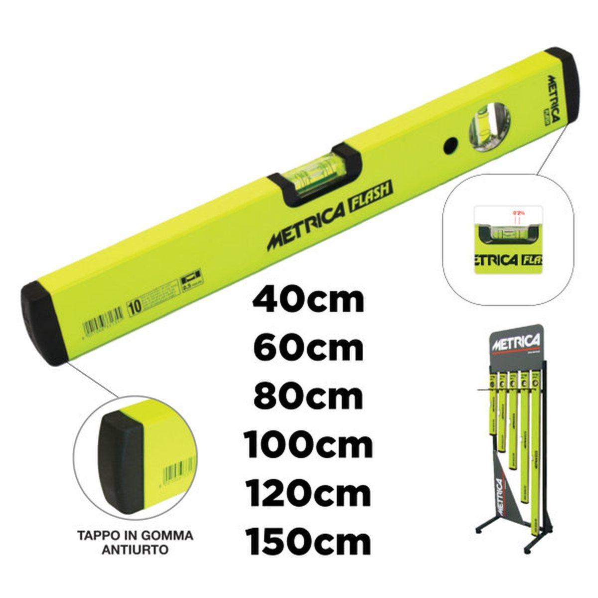 Metrica livella a bolle flash level antiurto con tappi in gomma antiscivolo