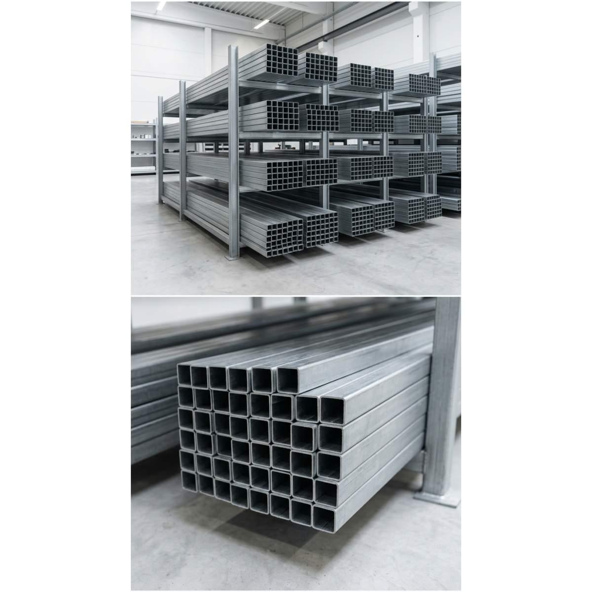 TUBOLARE QUADRO ZINCATO 100x100x2mm BARRA 1mt