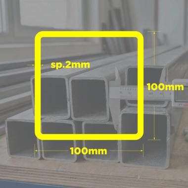 TUBOLARE QUADRO NERO 100x100x2mm BARRA 3mt