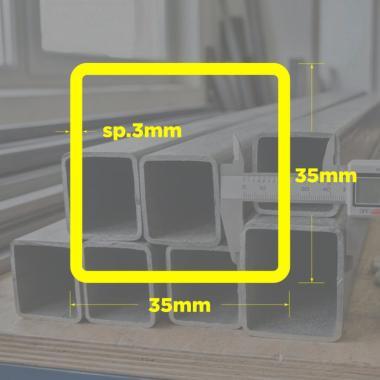 TUBOLARE QUADRO NERO 35x35x3mm BARRA 2mt